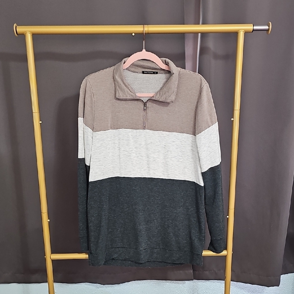Men's Colorblock Sweater - Brown, Gray, and Cream